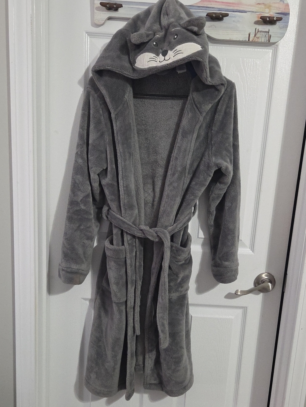 Kids L.L. Bean Plush Hooded Animal Robe in Grey L 14-16